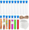 JPGhaha Reagenzgläser mit Korken 20ML 50 Stück Transparent Plastik Reagenzgläser 15 X 160MM Reagenzglas mit Kraftpapieranhänger und 10m Hanfseil für Blumen Süßigkeiten Badesalz Gewürze