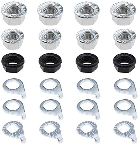 OTOTEC 24PCS Bike Wheel Axle Nut & Safety Washer Kit M10 M9.5 M8 Bicycle Hub Flanged Axle Nut for Mountain Bike Road Bike Front And Rear Bike Wheel Axle