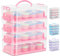 SG Traders Cupcake Carrier with Handle, 48 Stackable Cake Caddy, 4 Tier Bake Holder Snap & Stack Design, Plastic Carry Box for Baked Goods