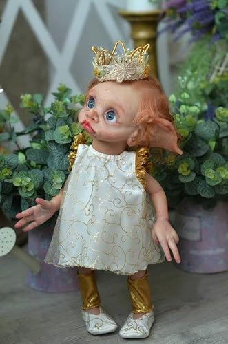 Enjoy with Love Neue 17inch Full Body Weiche Silikon Reborn bereits gemalt Fertige Puppe Fee Elfe Baby Tinky Sammler Kunst Puppe (Brown Eyes)