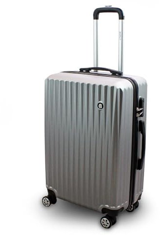 Lacestone Barut Trolley Hartschalen Koffer Hartschalenkoffer Hardcase Größe L - Modell General (Silber)
