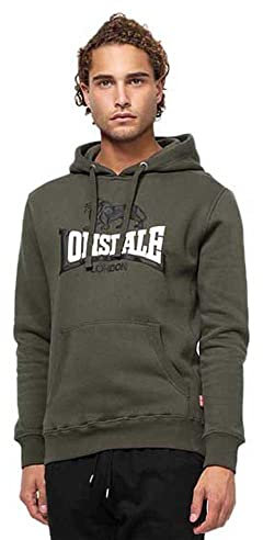 Lonsdale Herren Kapuzenpullover Thurning, Farbe:Olive/Black/White, Größe:3XL