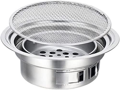 Parrilla de Gas, Parrilla de Barbacoa de carbón de Acero Inoxidable, Parrillas Redondas antiadherentes para Barbacoa, Parrilla de carbón portátil para Acampar al Aire Libre, Barbacoa