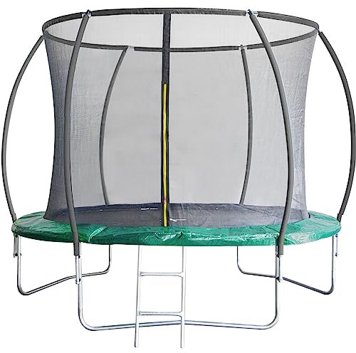 Leapfrog 10FT or 305cm Round Outdoor Trampoline with Green Padding, Internal Safety Enclosure and Ladder