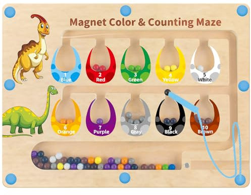 JKGIFTS Montessori Toys for 3 Year Olds, Dinosaur Toys for Boys Toys for 3 4 5 Year Olds Boys & Girls Montessori Toddler & Baby Magnetic Color & Number Maze STEM Fine Motor Skills Birthday Gifts Xmas