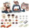 deAO Kids Coffee Shop Role Play Set with Working Coffee Machine, Dessert Display, Cash Register, Coffee Maker Play Set with Realistic Accessories, Interactive Toys, Birthday Gift for Kids 3+​​