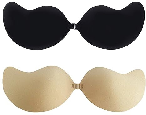 YEJAHY Confezione da 2 Reggiseni Invisibili Push up per Donna, Reggiseno Adesivo Adesivo Riutilizzabile Senza Spalline Senza Schienale, Festa, Abito Senza Schienale e da Indossare Tutti i Giorni (A)