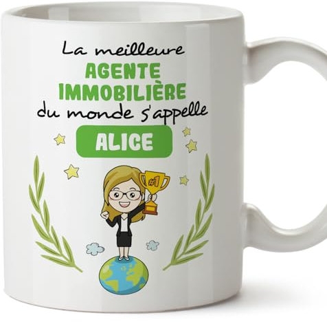 Mugffins Tasses Personnalisables pour AGENTE IMMOBILIÈRE femme - En Français - Cadeau Personalisé- Tu Meilleur du Monde - 11 oz / 330 ml