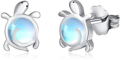 Mondstein Ohrringe für Damen 925 Sterling Silber Schildkröte Ohrstecker Tier Ohrringe Schmuck für Frauen Mädchen Kinder