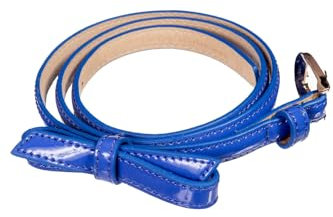 Banned Retro Kunstleder Gürtel mit Schleife Gold Rush Blau Vintage Rockabilly, Größe:M