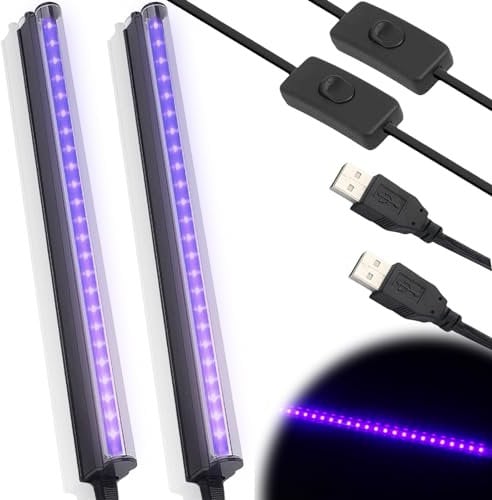 LED Schwarzlicht, 2 Pack UV Schwarzlicht Lamp Bar, 5W 28cm USB Schwarzer Lichtbalken, Schwarzlichtröhre mit Stecker & Schalter, UV Lichtstreifen Partylicht für Party Disco Club Bar Bühnenbeleuchtung