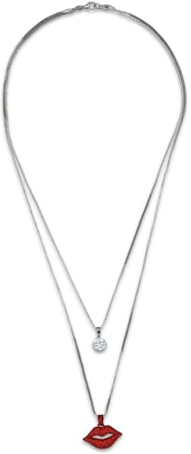 Steuer Modeschmuck Damen Anhänger mit Kette Metall 60cm Glänzend Kristall Silbergrau 445050085