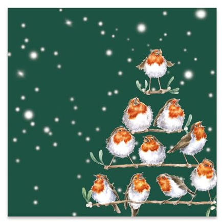 Wrendale Designs Weihnachtsservietten, Rotkehlchen, 33 cm, 20 Stück