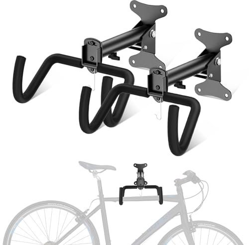 2 Pack Bike Wall Mount, Bike Hanger Rack for Bike Storage Space Saving, 360° Adjustable Bike Hanger with Foam Padded Protective Frame for MTB, Road Bike, Mountain Bike Indoor or Garage