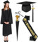 Abschluss Robe, Graduation Robe und Hut, Akademischer Talar, Uni Abschluss Kleid, Doktorhut, Quaste 2024 für Hochschule/Abitur/Bachelor/Master Abschlussfeier, schwarz, Unisex (Schwarz, XXL-57)