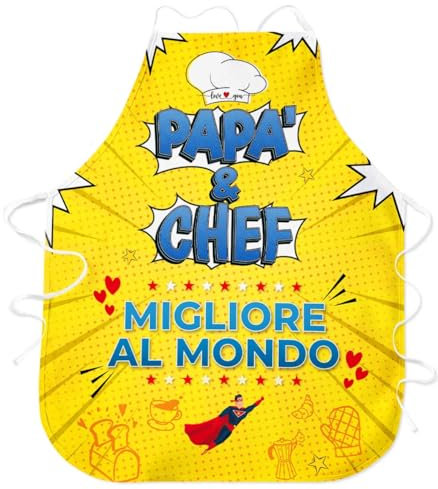 STAMPATEK Grembiule Papà da Cucina Papà Chef Migliore al Mondo per la Regalo festa del papà idee regalo uomo compleanno, Grembiule Cucina Papà, Idee regali Divertenti