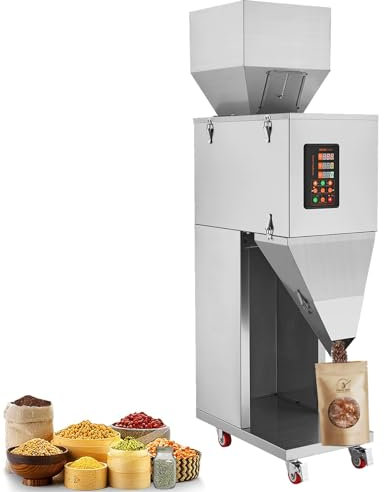 VEVOR Partikelfüllmaschine, 0,022–2,2 lbs/10–1000 g, automatische Füllmaschine mit Fußpedal, Wiegefüllmaschine aus Edelstahl, Wiegefüllmaschine für Bohnen, Samen, Körner, Tee, Granulatverpackung