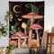Schwarzer weicher Pilz-Wandteppich, Wandbehang, botanische Pflanze, Mond, Schmetterling, Blumen, niedlich, vertikal, klein, Boho-Wanddekoration, ästhetischer Pilz-Wandteppich für Schlafzimmer,