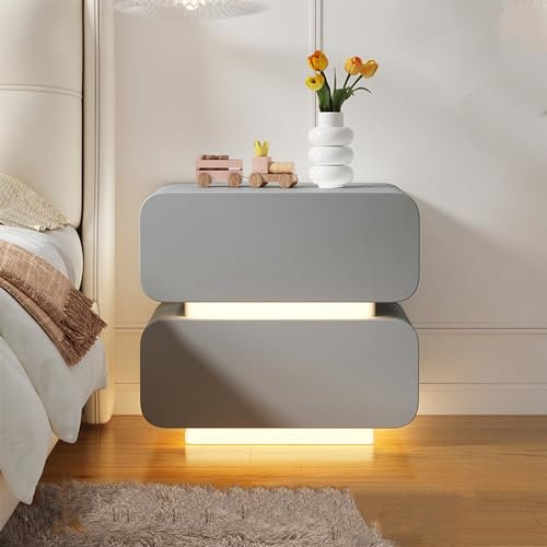 White Bedside Table with Drawers, Bedside Tables with Lamps for Your Bedroom, Modern Wooden End Side Table 2 Storage Drawers for Bedroom Dorm and Living Room (Color : C, Size : 50CM)