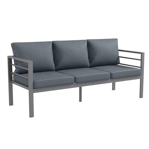 Outsunny Gartensofa, 3-Sitzer, aus Aluminium, mit Sitzkissen und Rückenlehne – 185 x 66 x 64 cm (L x B x H)