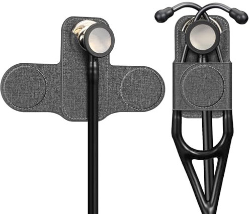 SKYREH Stethoskop-Halter-Clip, magnetisch, Premium-Leder, Stethoskop-Hüfthalter, leicht, tragbar, Holster für Ärzte, Krankenschwestern, EMT, Medizinstudenten, für 3M Littmann & Most Stethoskop (Grau)