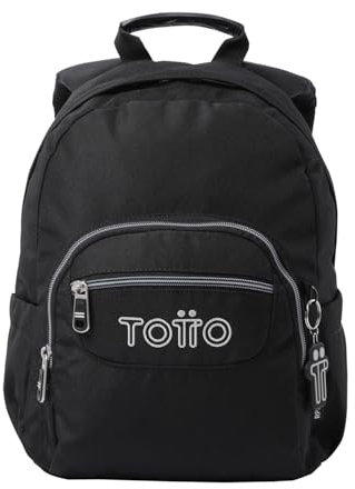TOTTO - Mochila Escolar, Modelo Tempera, Capacidad 12 L, 3 Bolsillos, Bolsillo Tablet 10, Bolsillo Botella, Espaldar Ergonómico con Flujo de Aire, Cómodas Correas en S, Color Negro