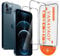 VANAVAGY Glass Screen Protector Compatible for iPhone 12 pro 6.1 inch [2 Pack][Scratch Resistant], Camera Lens Protector included, Film with Frame Full Coverage Case for Easy Installation