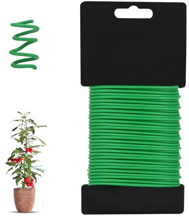Alambre para Plantas de JardíN,3mm*20m Alambre De JardíN con Revestimiento De Goma, Lazos para Plantas,Alambre para Asegurar Y Sostener Flores,Tomates,Arbustos(Verde)