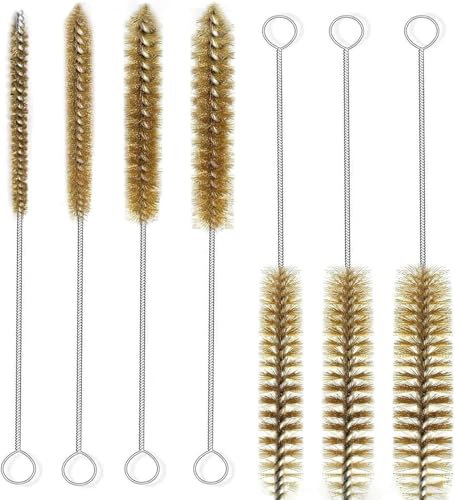 7 Stück Kleine Reinigungsbürste Flaschenbürste Lang Messing Rohrbürste Set Putzbürste Pfeifenreiniger Schlauchbürste Drahtbürste Multifunktionale Reinigungsbürste für Rohre,Flaschen,Tastaturen,Glas