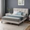 ZINUS 4ft6 Double Bed Frame Upholstered Platform Bed with Headboard/Linen Fabric/Sturdy Wooden Slat Support/No Box Spring Needed - Headboard height 55cm/27in – Off-White Double Bed - 5 Years Warranty