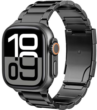 ZABUDUO Correa de titanio de repuesto compatible con Apple Watch Band 49mm Ultra 2 Ultra iWatch SE 2 SE 49mm 45mm 44mm 42mm 46mm iWatch Series 10 9 8 7 6 5 4 3 2 1, correa de titanio para reloj, color