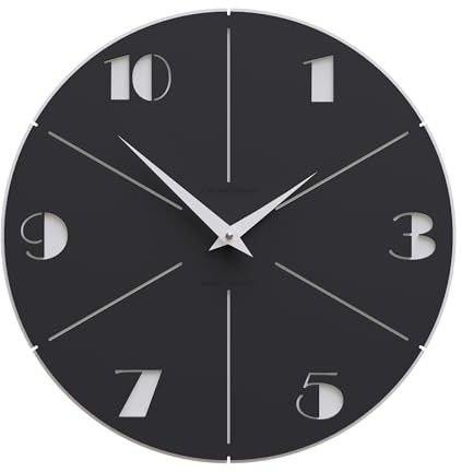 CalleaDesign - Orologio da parete Aurelio diametro 34 o 48 cm, artigianato italiano e meccanismo tedesco al quarzo. (Nero, 48 cm)