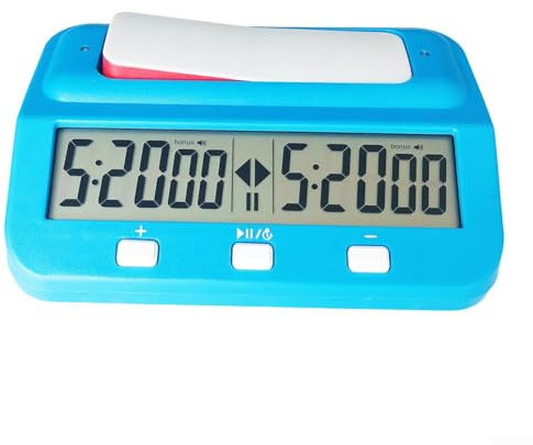 Praktische digitale Schachuhr mit Belohnung und Alarm, Kunststoffgehäuse (blau)