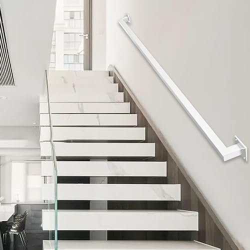 GAPECHNG Weiße, Quadratische Treppenhandläufe – Komplettset, Treppengeländer-Handläufe Für Drinnen Und Draußen, Treppengeländer Für Hauslofts, Terrassendielen, Fußgeländer/6Ft/180Cm