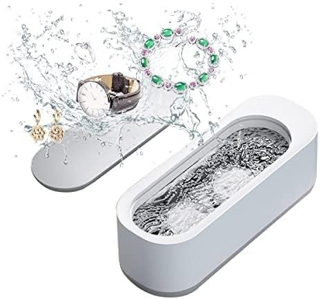 Ultrasonic Jewellery Cleaner,46kHz 360 mL Ultrasonic Cleaner with Stainless Steel Basin, 18W Sonic Cleaner for Eyeglasses, Rings, Watch, Coins, Dentures More, Portable Ultrasonic Washing Machine