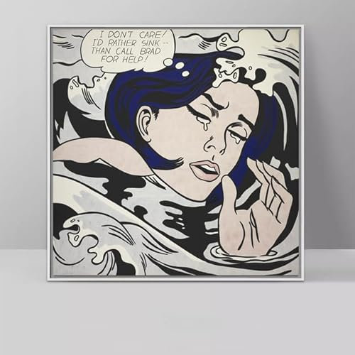 LATAFA Pop Roy Lichtenstein Poster Illustration Malerei Roy Lichtenstein Leinwand Wandkunst Roy Lichtenstein Drucke Home Wall Decor Bild 40x40cm rahmenlos