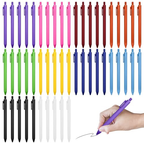 GBKDQQ 50 Stück Einziehbarer Kugelschreiber, Gelstifte Schwarz tinte Mittlere Spitze 1,0mm Einziehbare Stifte geeignet für Büro und Haushalt, Gehäuse Bunt, Farbe zufällig
