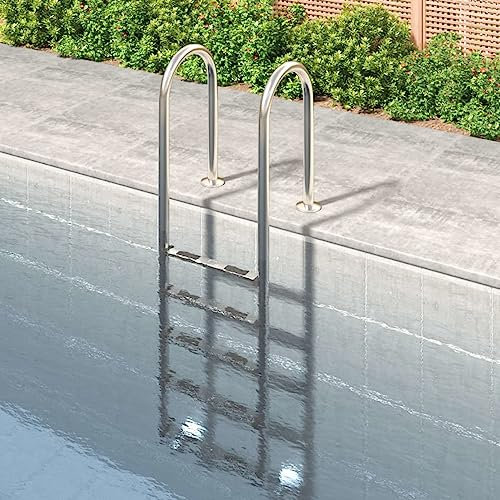 Inground Pool Ladder Stainless Steel - Boat Pool Ladder, For Swim Gym & In Ground, Perfect For Concrete Surface Installation