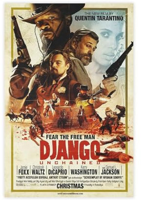 waajsp Django Unchained – Quentin Tarantino – Film-TV-Show, klassisches Poster, Leinwand-Poster, Schlafzimmer, Dekoration, Landschaft, Büro, Raumdekoration, Geschenk, 30 x 45 cm