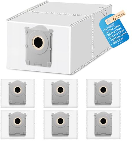 6 Stück Staubbeutel für ECOVACS DEEBOT X8 PRO OMNI/X8 OMNI/X9 PRO Omni/T50 PRO OMNI/T50 MAX OMNI/T50 OMNI/T80 Omni/T80 Pro Omni,3L Grosse Kapazität, Ersatzteile Saugroboter Zubehör