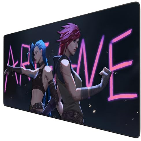 League of Legends Arcane Gaming-Mauspad, groß, Anime, Mousepad, XXL, feuchtigkeitsspendend, mit Gummibasis, rutschfest, strukturierte Oberfläche für Computer und PC (80 x 30 cm)