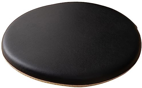 Runde Stuhlkissen aus Leder für die Küche runde Sitzkissen Dicke rutschfeste Stuhlpolster aus Memory Schaum für Stühle im Esszimmer im Innen und Außenbereich (Schwarz 28 cm)
