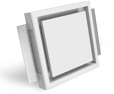 ERGOVENT KAVDRO-100 - Couvercle de diffuseur de ventilation 100 mm, registre d'air sans cadre, grille de ventilation carrée, design moderne, ventilation carrée avec cadre invisible