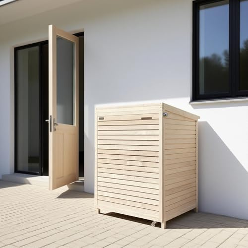 Fairpreis-design Rollatorgarage Rollatorbox Rollator Garage Multibox abschließbar Holz naturbelassen Geräteschuppen Aufbewahrungsbox Schuppen Schrank für Garten