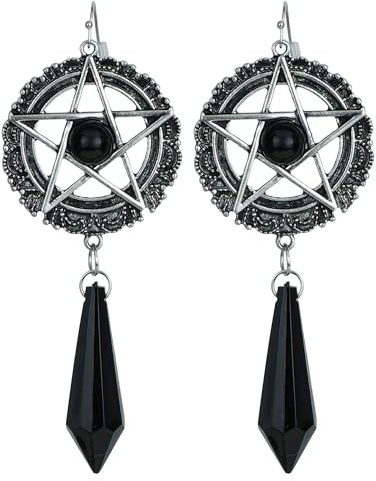 W WIDMANN MILANO Party Fashion - Pentagramm Ohrringe | Satan Ohrringe mit Pentagramm und Kristall als Schmuck für Hexen, Halloween, Karneval und Mottoparty