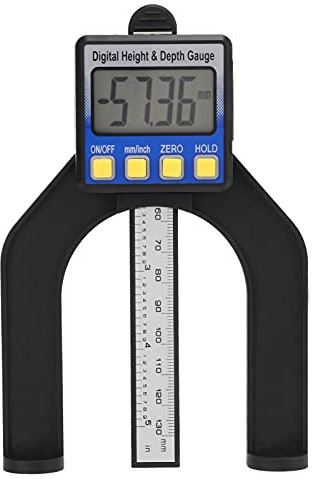 Digitaler Tiefenmesser, Höhenmesser mit hochauflösendem Display und starkem Magnet für Bau- und Holzbearbeitung, Präzisionsmesswerkzeug, ABS-Material, 0–80 mm Reichweite