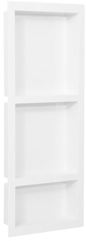 Tomostar Niche de Douche Encastrée, Niche Murale Douche Étagère Encastrable Salle de Bain avec 3 Compartiments Blanc Brillant 41x99x9 cm
