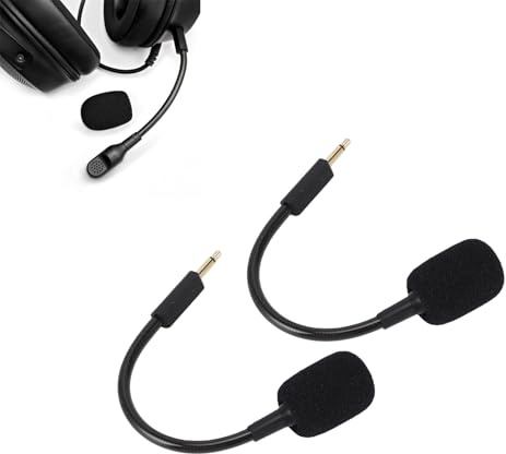 Plyisty 2er-Pack Mikrofon-Ersatz für Kraken V3 Kabelgebundenes USB-Gaming-Headset, Abnehmbares Boom-Mikrofon mit Geräuschunterdrückung und Vergoldetem 3,5-mm-Stecker, Klarer Klang
