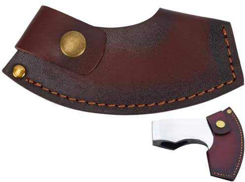 GORGECRAFT Cowhide Leather Axe Blade Cover Sheath Vintage Brown Hatchet Head Axes Double Snap Blade Holster Protector Case Accessories with Snap Closure for Camping Blade Hunting Outdoor