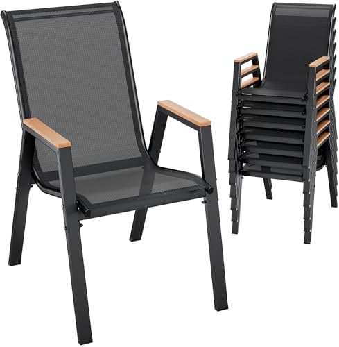 LIFERUN Gartenstühle stapelbar 8er Set Stapelstühle Hochlehner
